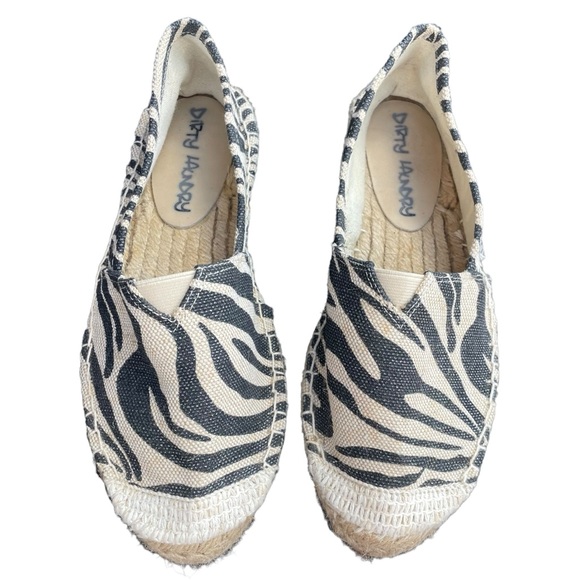 Dirty Laundry Linen Platform Espadrilles Zebra Print Black Tan Size 7 - Picture 1 of 11